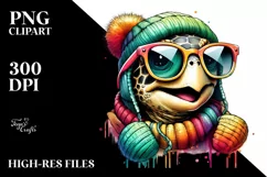 Quirky Turtle Portrait, Transparent PNG Product Image 3