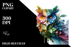 Abstract Vibrant Owl Made of &amp; Flowers, PNG Product Image 2