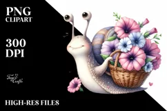 Whimsical Baby Snail Basket | Clipart Product Image 1