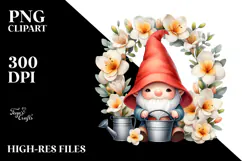 Gnome with Freesia Floral PNG Product Image 2