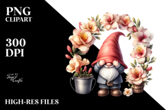 Gnome with Freesia Floral PNG Product Image 2