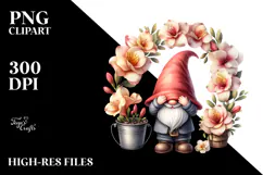 Gnome with Freesia Floral PNG Product Image 2