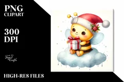 Simple Baby Bee with Santa Hat PNG Product Image 1