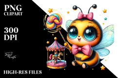 Colorful Crazy Cute Baby Bee PNG Product Image 2