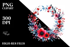 Vibrant Red Flowers Wreath | Summer Clipart Product Image 3