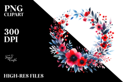 Vibrant Red Flowers Wreath | Summer Clipart Product Image 2
