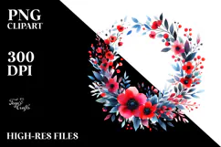 Vibrant Red Flowers Wreath | Summer Clipart Product Image 2