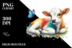 Colorful Baby Cow PNG Product Image 3