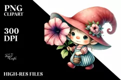 Baby Gnome with Petunia PNG Product Image 2