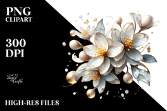 Abstract Jasmine with Golden Insertions PNG Product Image 2