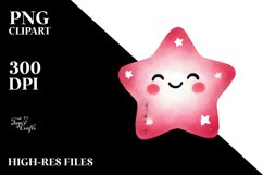 Colorful Smiling Star Watercolor PNG Product Image 2