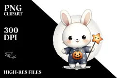 Cute Baby Bunny on Star PNG Product Image 2