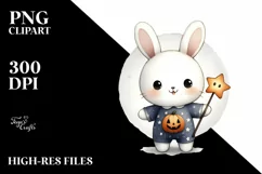 Cute Baby Bunny on Star PNG Product Image 1