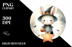 Cute Baby Bunny Dressed for Halloween PNG Product Image 3