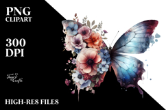 Grungy Butterfly of Flowers, Transparent PNG Product Image 2