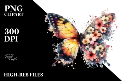 Grungy Butterfly of Flowers, Transparent PNG Product Image 2