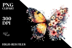 Grungy Butterfly Made of Spring Flowers PNG Product Image 2