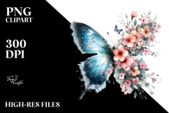 Grungy Butterfly of Flowers, Transparent PNG Product Image 2