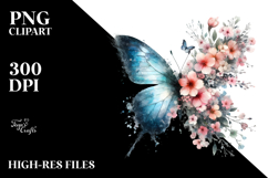 Grungy Butterfly Made of Spring Flowers PNG Product Image 2