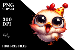 Happy Chicken with Party Hat PNG Product Image 2