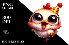 Happy Chicken with Party Hat PNG Product Image 2