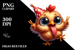 Ridiculously Cute Chicken with Party Hat PNG Product Image 2