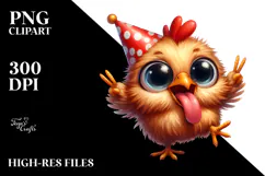 Ridiculously Cute Chicken with Party Hat PNG Product Image 2