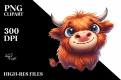Funny Expressive Highland Cow, PNG Product Image 1