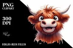 Funny Expressive Highland Cow, PNG Product Image 3