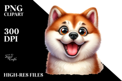 Crazy Looking Akita Smiling | Watercolor Clipart Product Image 2