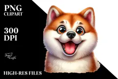 Crazy Looking Akita Smiling | Watercolor Clipart Product Image 2