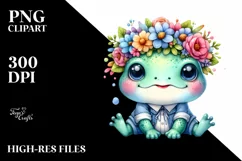 Smiling Cute Baby Frog Dressed With Flowers | Sublimation | Product Image 1