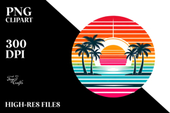 Retro Tropical Rainbow Sunset PNG Product Image 2