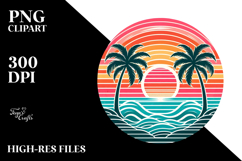 Retro Tropical Rainbow Sunset PNG Product Image 2