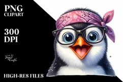 Excited Penguin Portrait with Fancy es Clipart Product Image 3
