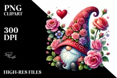 Detailed Valentines Gnome with Heart Hat PNG Product Image 2