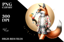 Hipster Fox with Cocktail PNG Product Image 2