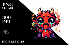 Funny Little Demon with Colorful Hair PNG Product Image 2