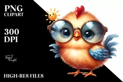 Funny Baby Rooster with Sunglasses, Happy Clipart Product Image 3