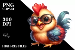 Funny Baby Rooster with Sunglasses, Happy Clipart Product Image 1
