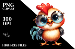 Funny Baby Rooster with Sunglasses, Happy Clipart Product Image 2