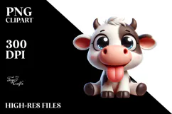 Cartoon Cow with Sarcastic Side-Eye PNG Product Image 2