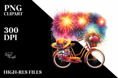 Vintage Bicycle Fireworks | Watercolor Clipart Product Image 3