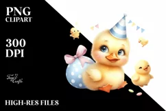 Cute Baby Chicken with Party Hat PNG Product Image 1