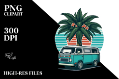 Retro Tree Van Tshirt PNG Product Image 2