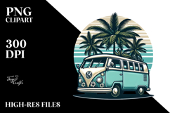 Retro Tropical Tree Van, PNG Product Image 2