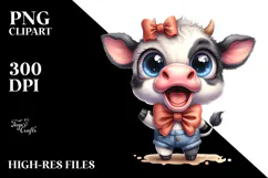 Excited Baby Cow with Bow | Sublimation | Clipart Product Image 2