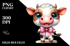 Excited Baby Cow with Bow | Sublimation | Clipart Product Image 2