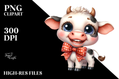 Excited Baby Cow with Bow | Sublimation | Clipart Product Image 2