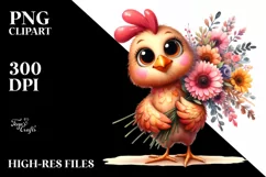 Chicken Standing Up Funny Haircut Flower Bouquet | Product Image 1